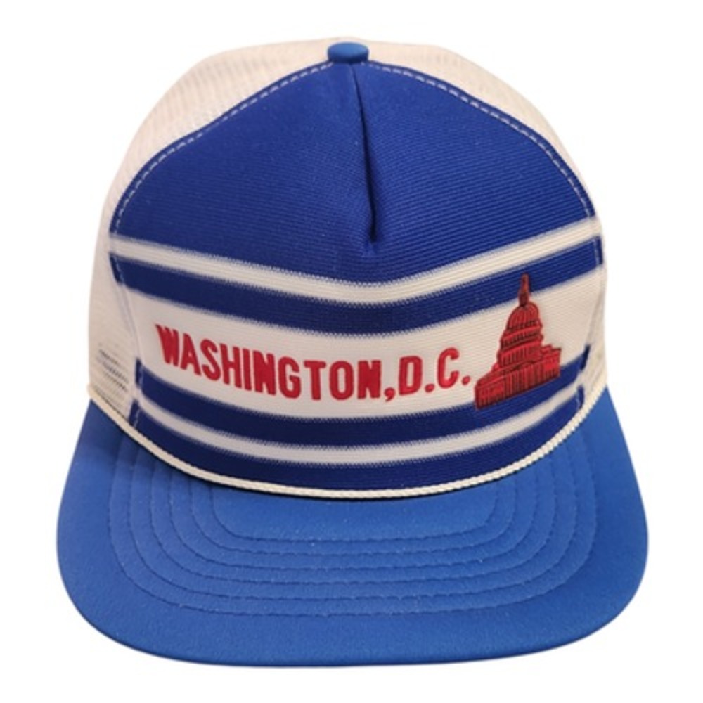 Vintage Washington‎ DC Trucker Hat Blue White Mesh Snapback Capitol Building Cap